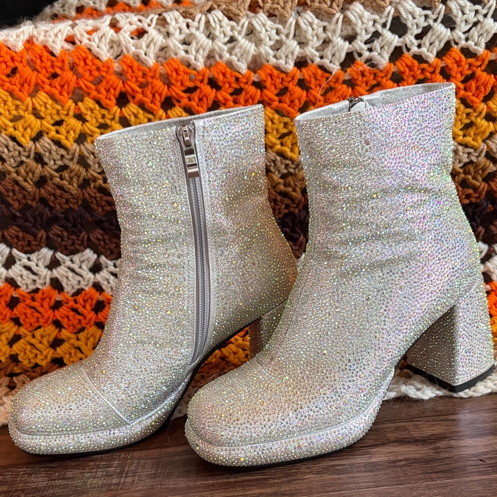 Sparkling Silver Ankle Boots